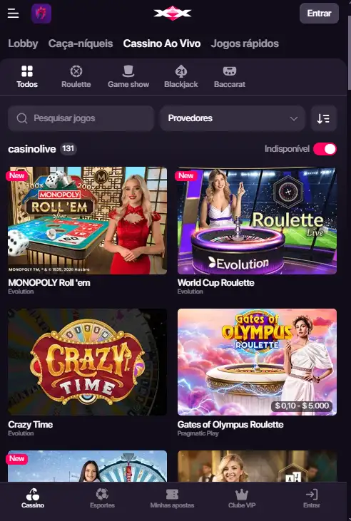 Lobby de casino ao vivo CHEXX