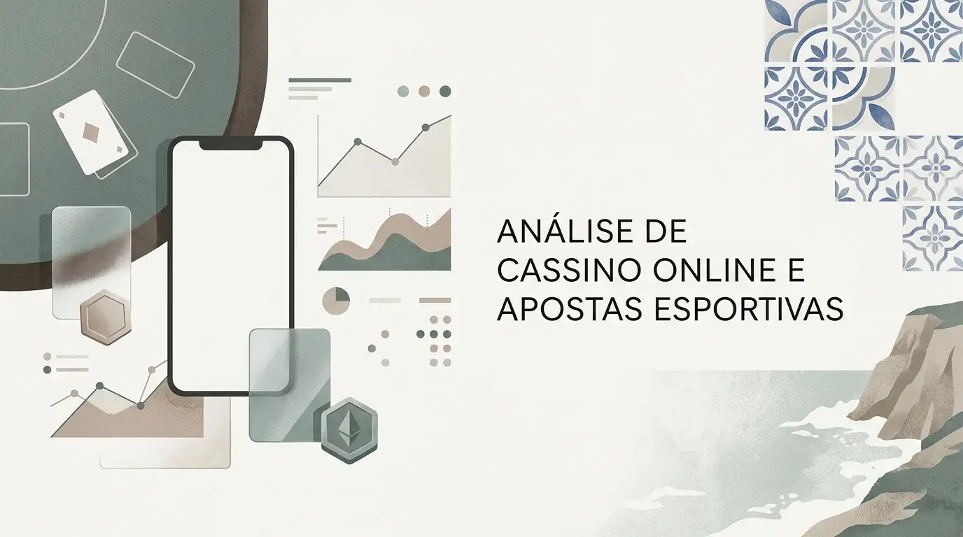 Ilustração editorial abstrata sobre casino online, sportsbook e contexto português